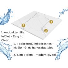 HD Marco White Marble 80x80/90x90 SMC kompozit slim szögletes kőhatású zuhanytálca, 2,6 cm magas, szifon nélkül