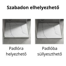 HD Marco White Marble 80x80/90x90 SMC kompozit slim szögletes kőhatású zuhanytálca, 2,6 cm magas, szifon nélkül