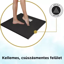 HD Marco+ Black 80x80/90x90 SMC kompozit magasított szögletes kőhatású zuhanytálca, krómozott ráccsal, 15 cm magas, szifon nélkül