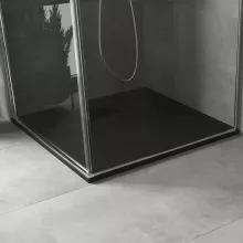 HD Marco+ Black 80x80 SMC kompozit magasított szögletes kőhatású zuhanytálca, fekete ráccsal, 15 cm magas, szifonnal