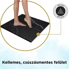 HD Marco+ Black Marble 80x80/90x90 SMC kompozit magasított szögletes kőhatású zuhanytálca, fekete ráccsal, 15 cm magas, szifon nélkül