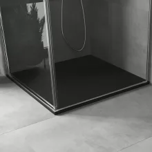 HD Marco Black 90x90 SMC kompozit magasított szögletes kőhatású zuhanytálca, 15 cm magas, szifon nélkül
