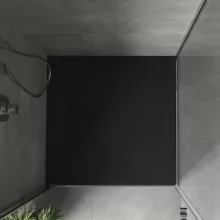 HD Marco Black 90x90 SMC kompozit magasított szögletes kőhatású zuhanytálca, 15 cm magas, szifon nélkül