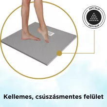 HD Marco+ Gray 80x80/90x90 SMC kompozit magasított szögletes kőhatású zuhanytálca, fehér ráccsal, 15 cm magas, szifon nélkül