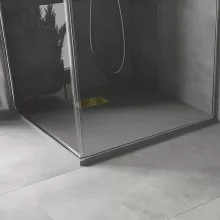 HD Marco+ Gray 80x80/90x90 SMC kompozit magasított szögletes kőhatású zuhanytálca, arany színű ráccsal, 15 cm magas, szifon nélkül