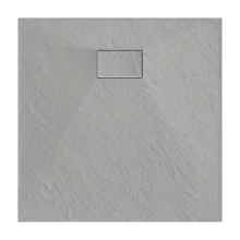 HD Marco Gray 80x80 SMC kompozit magasított szögletes kőhatású zuhanytálca, 15 cm magas, szifonnal