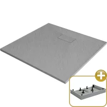 HD Marco Gray 80x80/90x90 SMC kompozit magasított szögletes kőhatású zuhanytálca, 15 cm magas, szifon nélkül