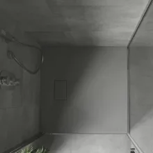 HD Marco Gray 80x80/90x90 SMC kompozit magasított szögletes kőhatású zuhanytálca, 15 cm magas, szifon nélkül