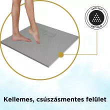 HD Marco Gray 80x80/90x90 SMC kompozit magasított szögletes kőhatású zuhanytálca, 15 cm magas, szifon nélkül