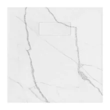 HD Marco White Marble 80x80 SMC kompozit magasított szögletes kőhatású zuhanytálca, 15 cm magas, szifonnal
