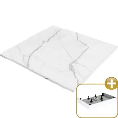   HD Marco White Marble 80x80/90x90 SMC kompozit magasított szögletes kőhatású zuhanytálca, 15 cm magas, szifon nélkül