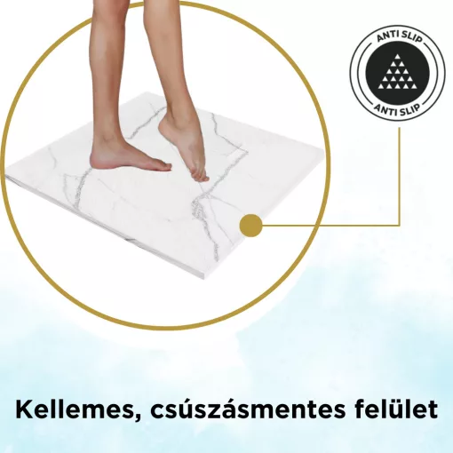 HD Marco White Marble 80x80/90x90 SMC kompozit magasított szögletes kőhatású zuhanytálca, 15 cm magas, szifon nélkül