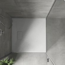 HD Marco White 80x80 SMC kompozit magasított szögletes kőhatású zuhanytálca, 15 cm magas, szifon nélkül