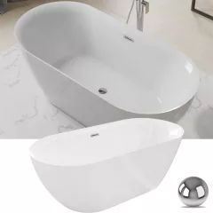   HD Denver ovális térben álló akril kád fényes króm túlfolyóval és click-clack leeresztővel, 170x75x58 cm