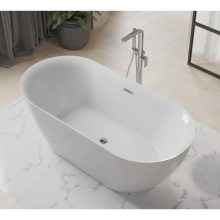 HD Denver ovális térben álló akril kád fényes króm túlfolyóval és click-clack leeresztővel, 160x75x58 cm