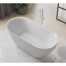 HD Denver ovális térben álló akril kád fényes fehér túlfolyóval és click-clack leeresztővel, 160x75x58 cm