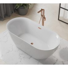 HD Denver ovális térben álló akril kád rózsa arany túlfolyóval és click-clack leeresztővel, 160x75x58 cm