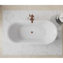 HD Denver ovális térben álló akril kád rózsa arany túlfolyóval és click-clack leeresztővel, 160x75x58 cm