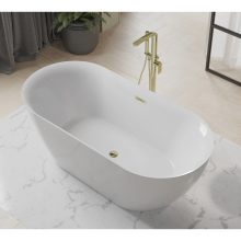 HD Denver ovális térben álló akril kád fényes arany túlfolyóval és click-clack leeresztővel, 160x75x58 cm