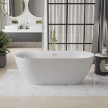 HD Denver ovális térben álló akril kád fényes arany túlfolyóval és click-clack leeresztővel, 160x75x58 cm