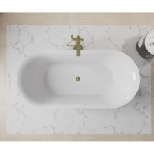 HD Denver ovális térben álló akril kád fényes arany túlfolyóval és click-clack leeresztővel, 160x75x58 cm