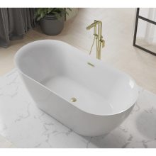 HD Denver ovális térben álló akril kád szálcsiszolt arany túlfolyóval és click-clack leeresztővel, 170x75x58 cm