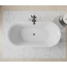 HD Denver ovális térben álló akril kád szürke túlfolyóval és click-clack leeresztővel, 170x75x58 cm