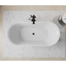 HD Denver ovális térben álló akril kád matt fekete túlfolyóval és click-clack leeresztővel, 160x75x58 cm