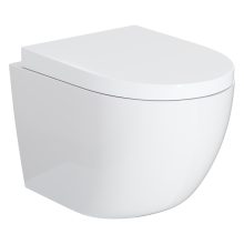 HD Lea Glossy White perem nélküli mély öblítésű íves fali WC compact "A" tetővel és fényes króm zsanérral