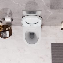 HD Lea Glossy White perem nélküli mély öblítésű íves fali WC compact "A" tetővel és fényes króm zsanérral