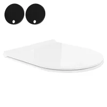 HD Lea Glossy White perem nélküli mély öblítésű íves fali WC slim "A" tetővel és matt fekete zsanérral