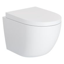 HD Lea Matt White perem nélküli mély öblítésű íves fali WC compact "A" tetővel és matt fehér zsanérral