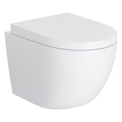   HD Lea Matt White perem nélküli mély öblítésű íves fali WC compact "A" tetővel és matt fehér zsanérral