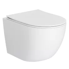 HD Lea Matt White perem nélküli mély öblítésű íves fali WC tető nélkül
