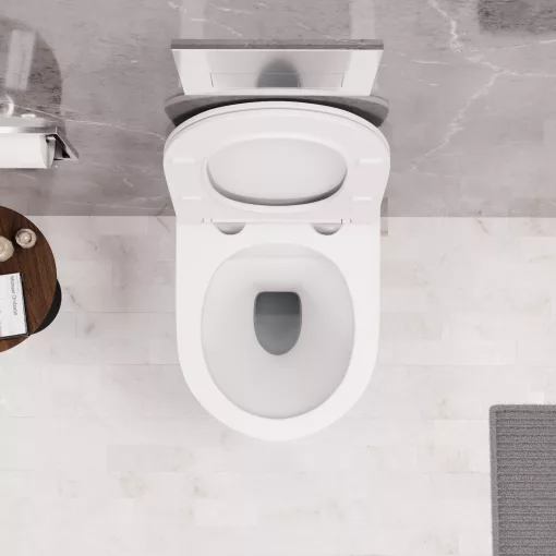 HD Lea Matt White perem nélküli mély öblítésű íves fali WC tető nélkül