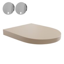 HD Lea Matt Cappucino perem nélküli mély öblítésű íves fali WC compact "A" tetővel és fényes króm zsanérral