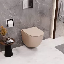 HD Lea Matt Cappucino perem nélküli mély öblítésű íves fali WC tető nélkül