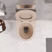 HD Lea Matt Cappucino perem nélküli mély öblítésű íves fali WC tető nélkül