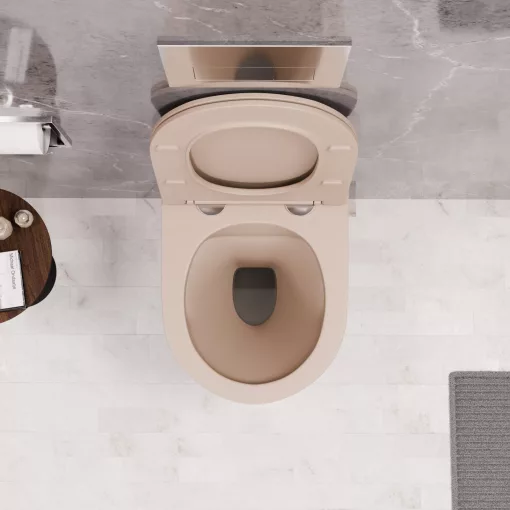HD Lea Matt Cappucino perem nélküli mély öblítésű íves fali WC tető nélkül