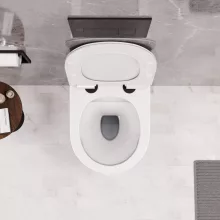 HD Lea Gold-Stripe perem nélküli mély öblítésű íves fali WC slim "F" tetővel és matt fekete zsanérral