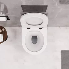 HD Lea Gold-Stripe perem nélküli mély öblítésű íves fali WC slim "P" tetővel és matt fekete zsanérral