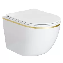 HD Lea Gold-Stripe perem nélküli mély öblítésű íves fali WC tető nélkül