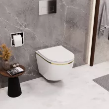 HD Lea Gold-Stripe perem nélküli mély öblítésű íves fali WC tető nélkül