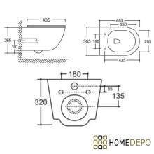 HD Lea Matt Antracit perem nélküli mély öblítésű íves fali WC slim "P" tetővel és fényes króm zsanérral