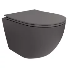 HD Lea Matt Antracit perem nélküli mély öblítésű íves fali WC tető nélkül