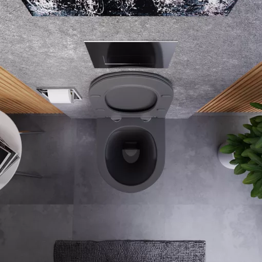 HD Lea Matt Antracit perem nélküli mély öblítésű íves fali WC tető nélkül