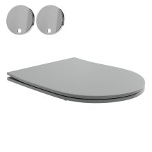 HD Lea Matt Grey perem nélküli mély öblítésű íves fali WC slim "P" tetővel és fényes króm zsanérral