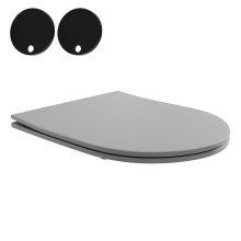 HD Lea Matt Grey perem nélküli mély öblítésű íves fali WC slim "P" tetővel és matt fekete zsanérral