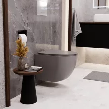 HD Lea Matt Grey perem nélküli mély öblítésű íves fali WC tető nélkül