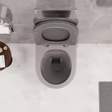 HD Lea Matt Grey perem nélküli mély öblítésű íves fali WC tető nélkül